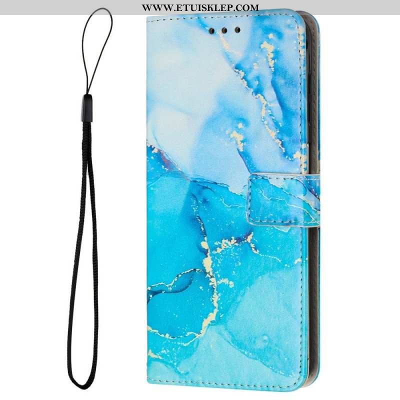 Etui Folio do Samsung Galaxy M13 Marmur Ze Smyczą